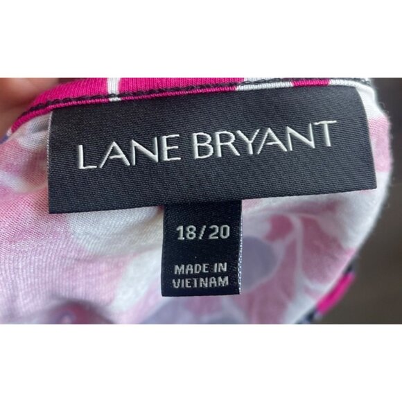 Lane Bryant Dark Floral Maxi Dress Size 18/20 Asymmetrical Hem Short Sleeve - Picture 8 of 10